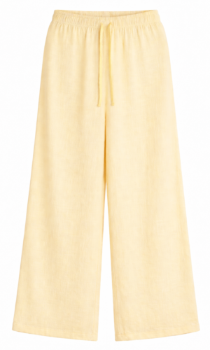 PANTALÓN PALAZO MUJER AMARILLO - LINO