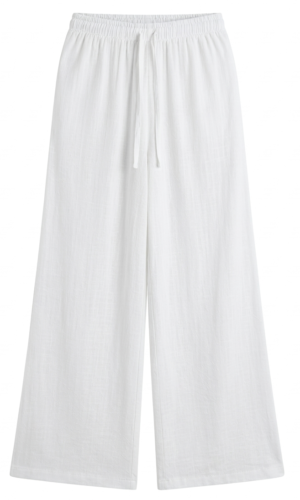 PANTALÓN PALAZO MUJER BLANCO - LINO